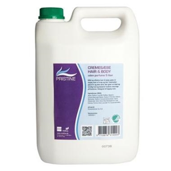Cremesæbe Hair and Body Pristine Svanemærket uden Parfume/Parabener 5 ltr 