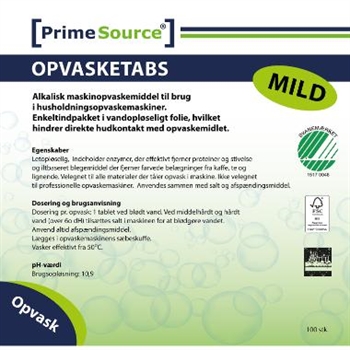 Prime Source opvasketabs mild 100 stk.