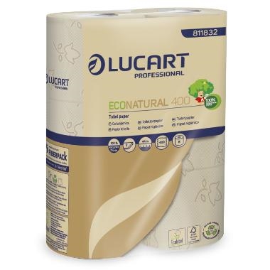 Toiletpapir EcoNatural Lucart T3 2 lag genbrug 44 m. 400 ark