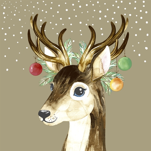 Servietter 25 x 25 cm deer baubles 20 stk.