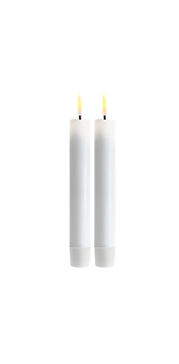 LED Kronelys Hvid 2 stk. 2,2 x 15 cm DELUXE