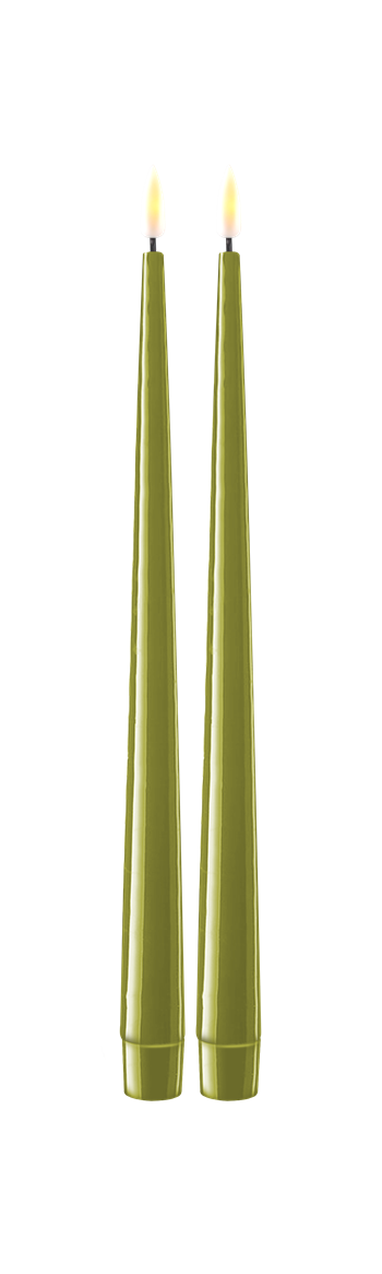 LED Kertelys Oliven Grøn 2,2 x 28 cm DELUXE