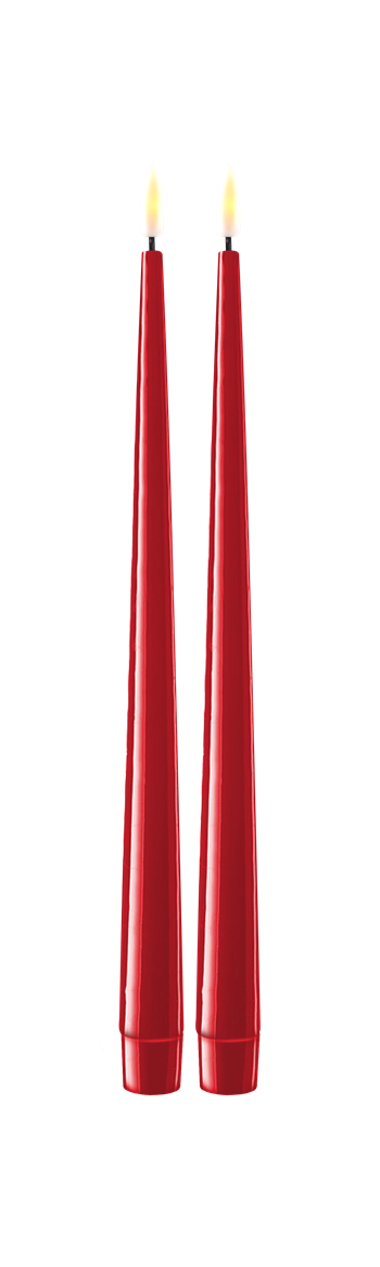 LED Kertelys Rød 2 stk. 28 cm. DELUXE