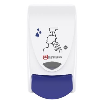 Dispenser Deb Cleanse Shower manuel til 1 ltr patron plast Hvid / Blå m/tryk 