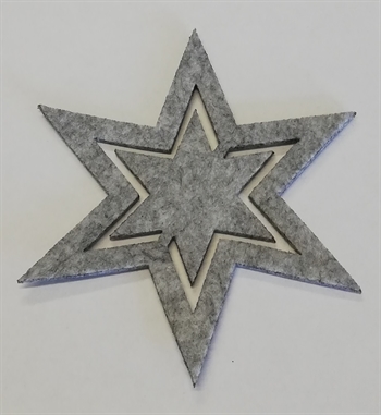 Stjerne 12 cm filt Grå - pakke med 4 stk.