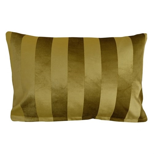 Pudebetræk Velvet stripe Karrygul 40x60 cm.