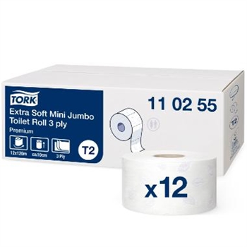 Toiletpapir Tork jumbo ekstra soft T2 3 lag premium 120 m 600 ark Ø18.8 cm 