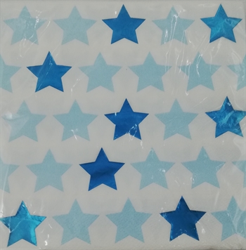 Lyseblå servietter stjerner 33 x 33 cm