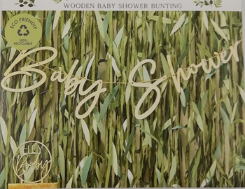 Baby shower træ banner i bambus <br><font color="RED">RESTSALG</font>