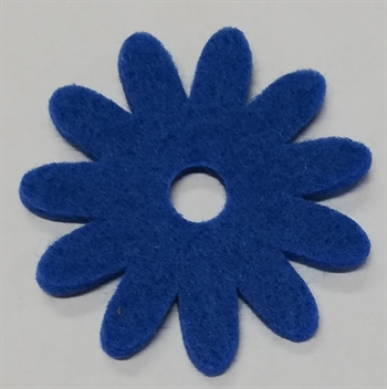 Blå filt blomster Ø 5 cm 10 stk.